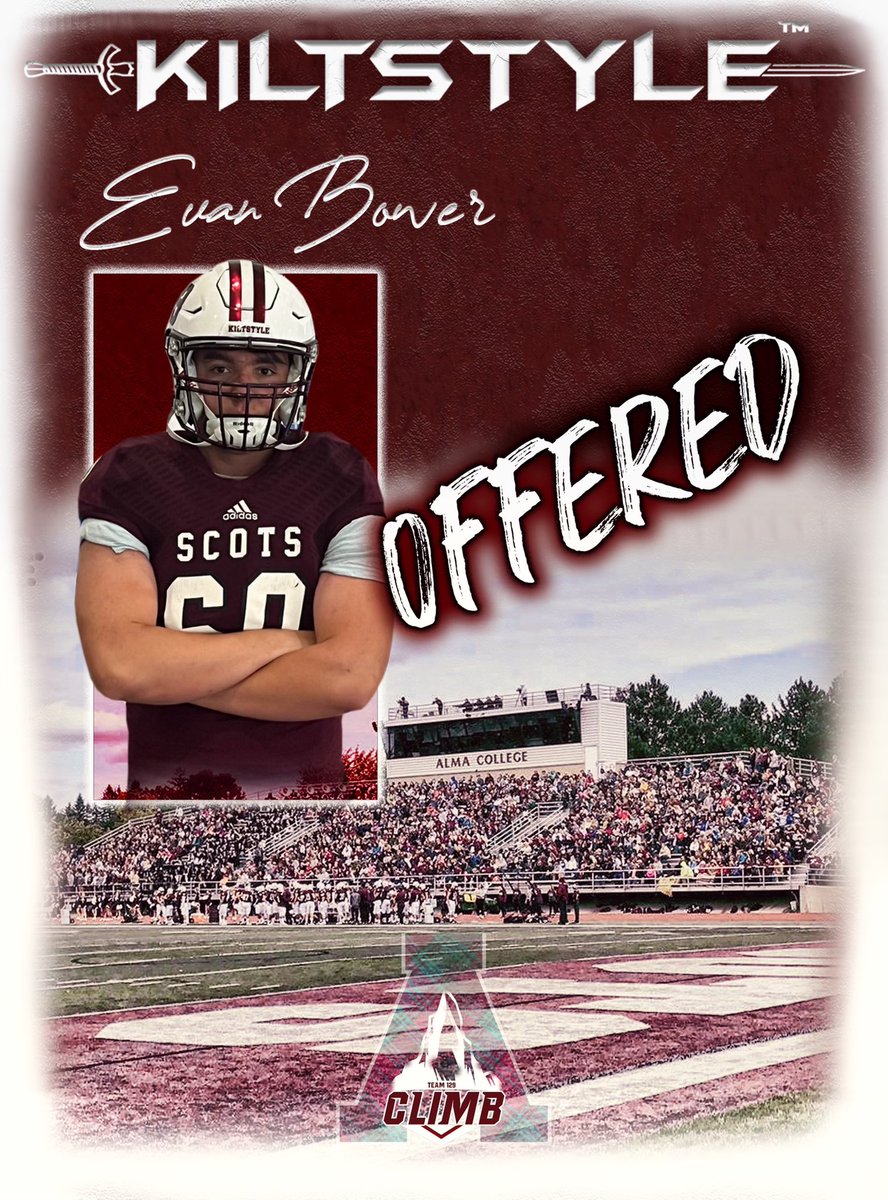 EvanBower60's tweet photo. After a great visit yesterday with @AlmaScotsFB I am blessed to announce that I have received my first offer! Thank you @CoachP_Alma @CoachCouchAlma https://t.co/julLoHqkby