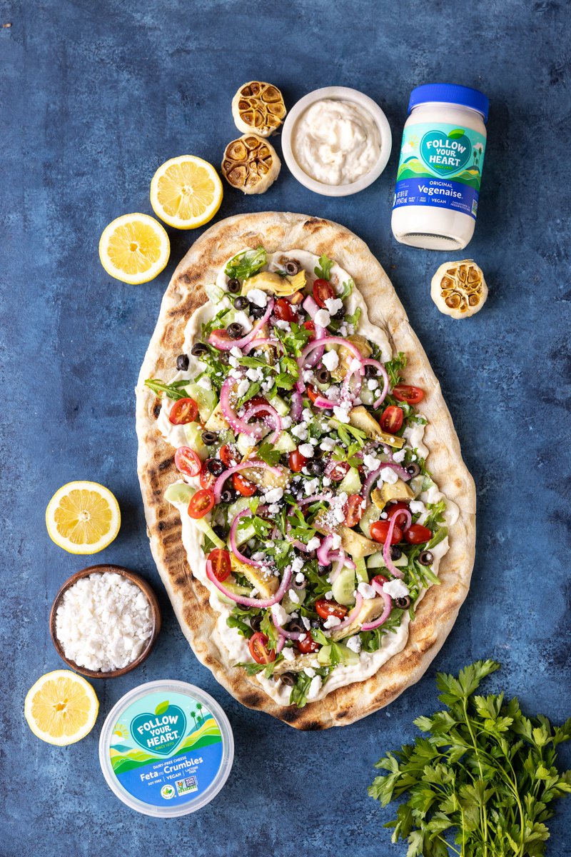 sharedappetite's tweet image. Vegan Mediterranean Flatbread with @FollowYourHeart Dairy Free Feta Crumbles and Vegenaise! #ad Coupon: stopandshop.com/savings/coupon…