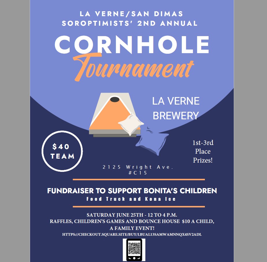 Support <a href="/BonitaUSD/">Bonita USD</a> students by playing in the La Verne/San Dimas Soroptimists' 2nd annual #cornhole tournament! June 25th at La Verne Brewery.