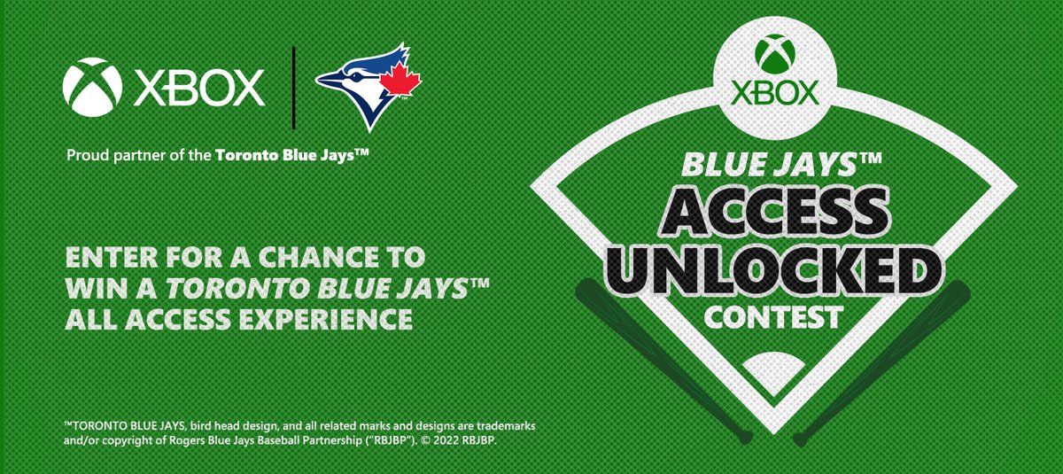 XboxCanada's tweet photo. 🎶 Take Me Out to the Ball Game 🎶 

We are proud to announce that Xbox is a proud partner of the @BlueJays 

To get you even more excited, check out the “Access Unlocked” Contest for a chance to win 1 of 4 fan experiences.

Details: https://t.co/dl1irZ0MKJ https://t.co/fZrtzCKlp8