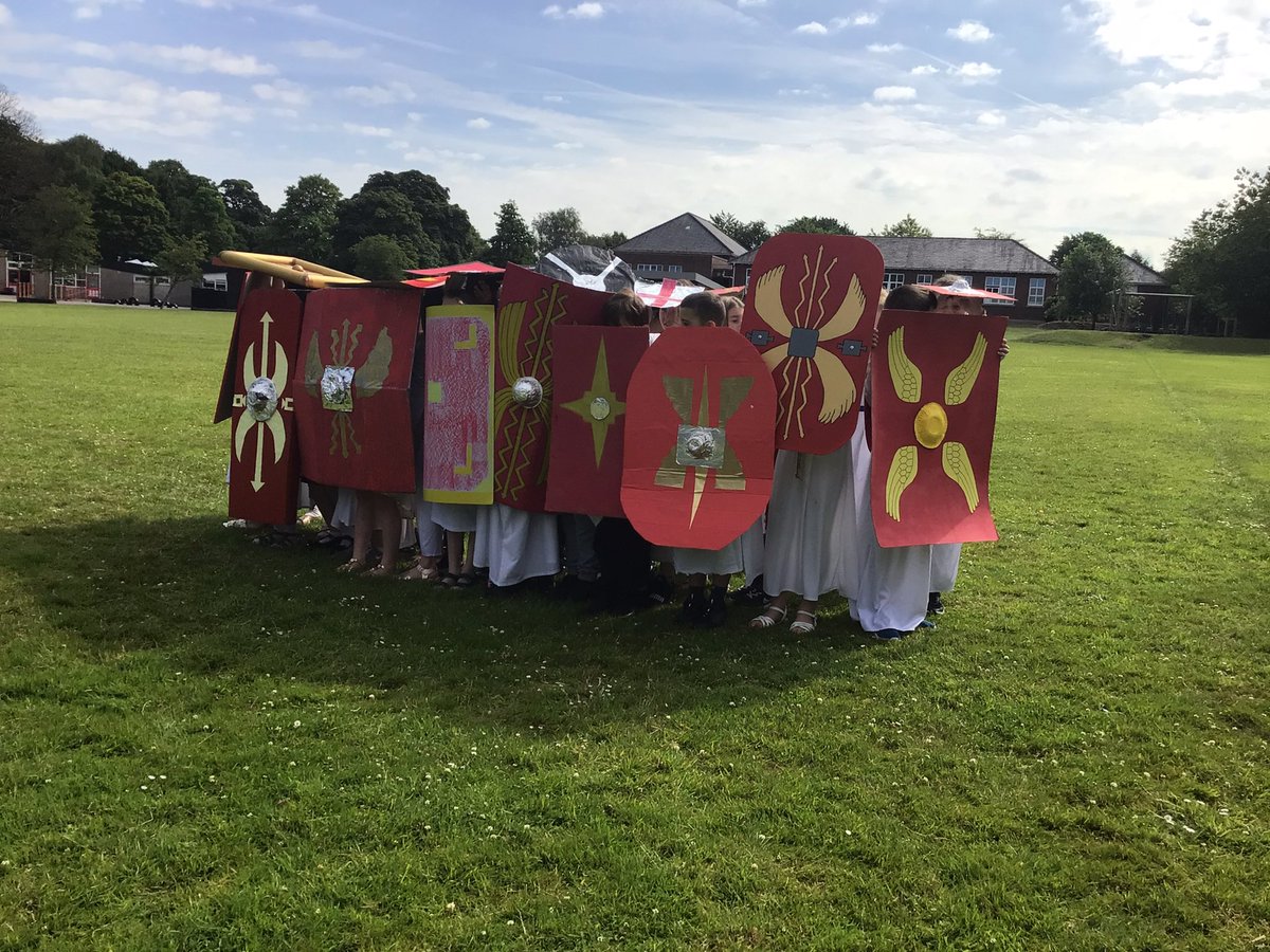 TigerClass1's tweet photo. Another wonderful day in Year 4! Today, we had Roman Day! The children enjoyed working as historians and archaeologists. We also had fun being gladiators and creating our own testudo formation ππ #HistoryWJS https://t.co/WKWGMYDOki