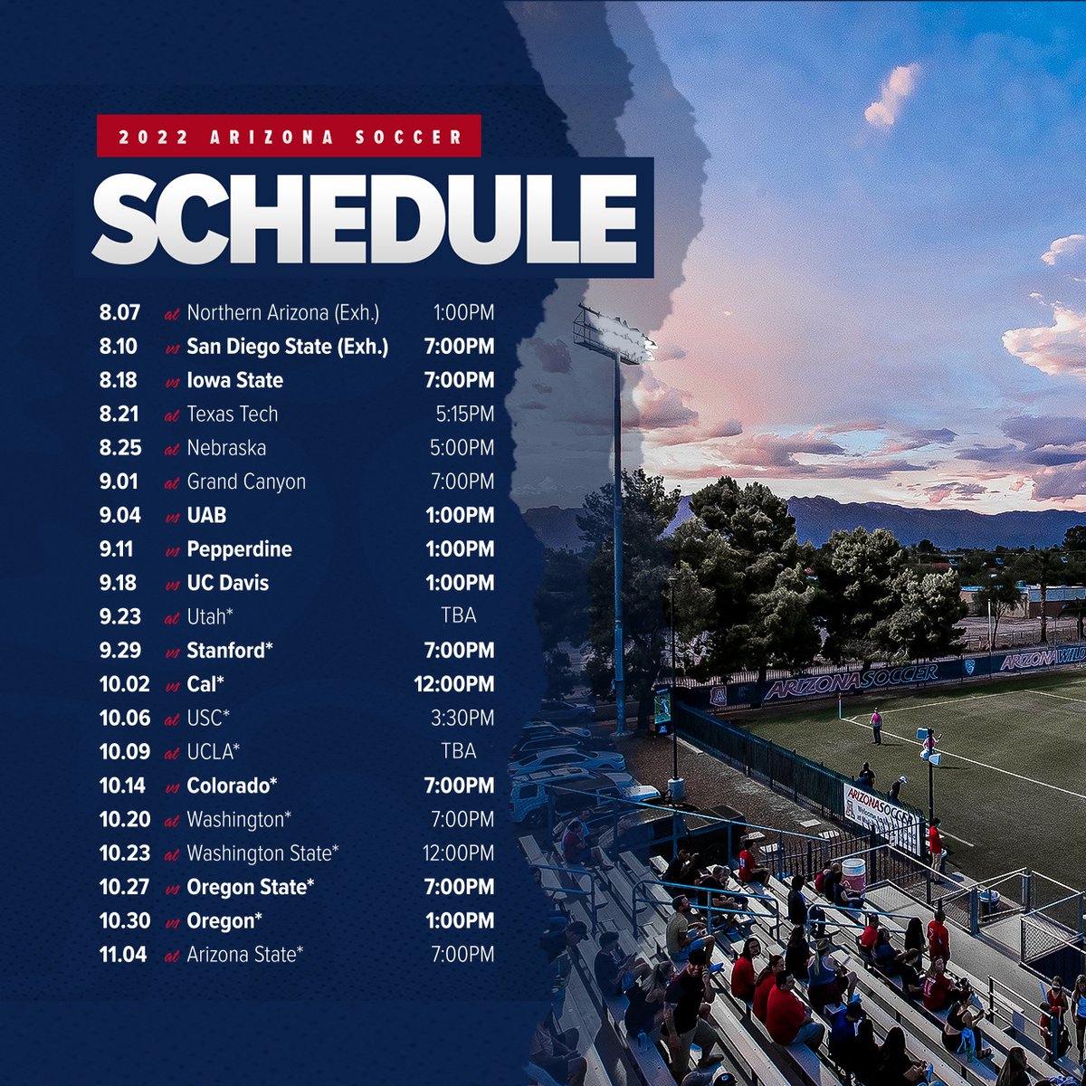 🗓️ The 2022 schedule is here!

🎟️ azcats.co/SoccerTix22
💻 azcats.co/SOC-Schedule22

#BearDown