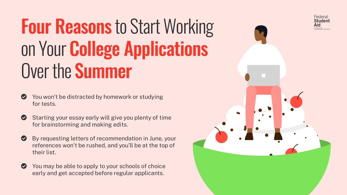 Did you know that summer is an ideal time to start working on your college applications? Just remember to take plenty of breaks for ice cream 🍨