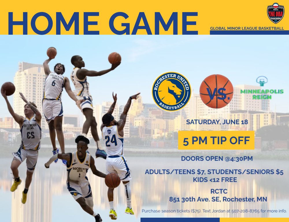 runitedbasket's tweet photo. Good afternoon, Rochester! 

Your United are 6-4 on the season after a couple really good wins the last few weekends, and are looking to finish the season off strong as they will be home Saturday at 5:00pm against the Minneapolis Reign #WeAreUnited 💯🏀🔥 https://t.co/kqtK3YWksn
