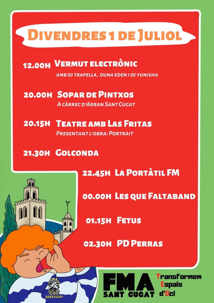 🔥1 de JULIOL🔥

Ja tenim aquí la programació del 2n dia de FMA! Això es un no parar!!!! 🎉🥳