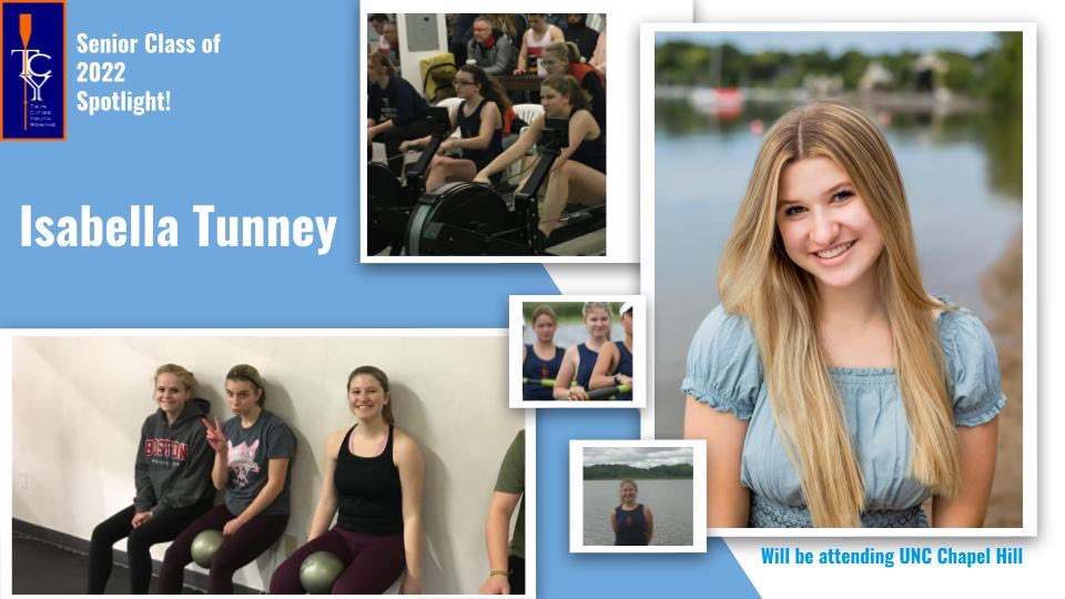 TCYRowing's tweet photo. This month we celebrate the TCYRC Senior Class of 2022! Our next senior is Isabella #seniorclassof2022 #varsityrowing #tcyrc https://t.co/KUNBmYxytK
