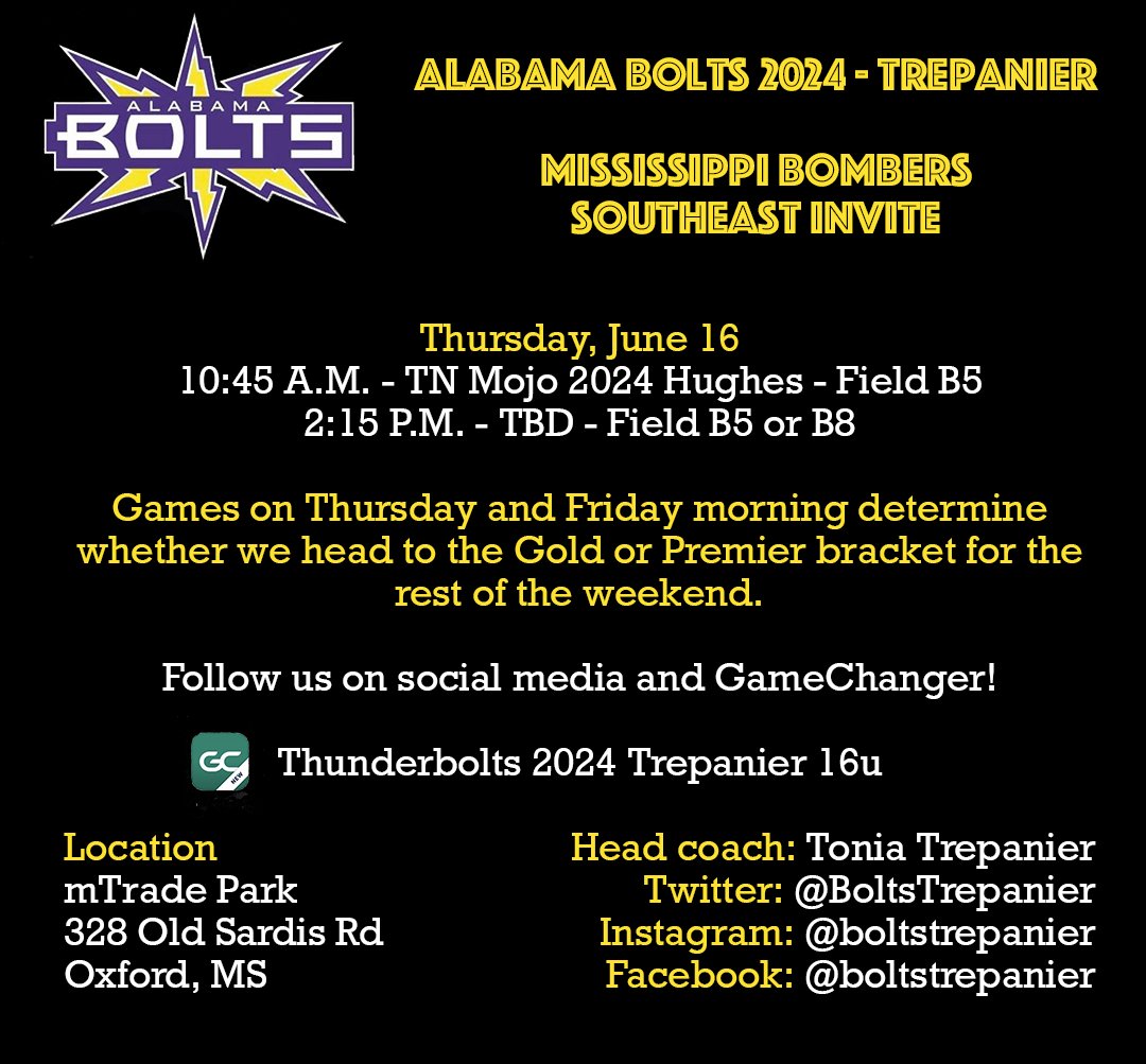 Back in action this week at the Mississippi Bombers Southeast Invite! We play two games tomorrow, then TBD for the rest of the weekend! #SEI2022
