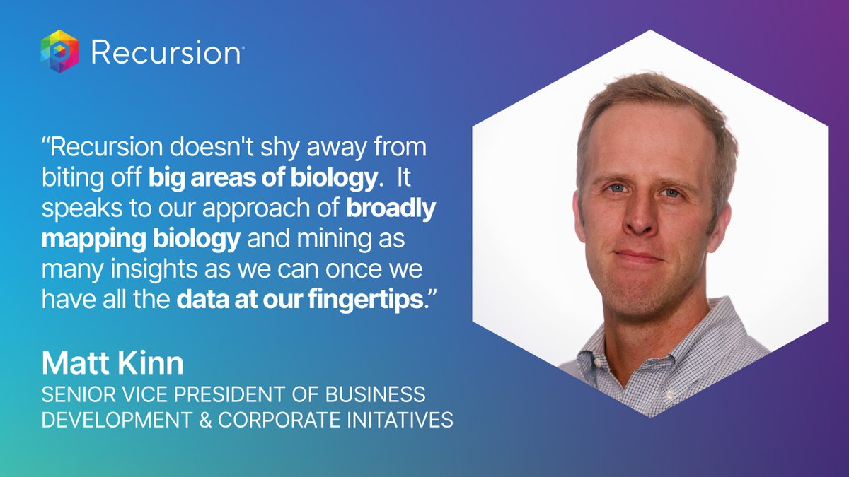 RecursionPharma's tweet photo. #Recursionaut Matt Kinn spoke at #BIO2022 about our ambitious approach toward mapping & navigating large areas of biology with our partners, such as #fibrosis with @Bayer and #neuroscience with @Roche & @genentech @IAmBiotech #LimitlessTogether https://t.co/FTFze2r6Ew
