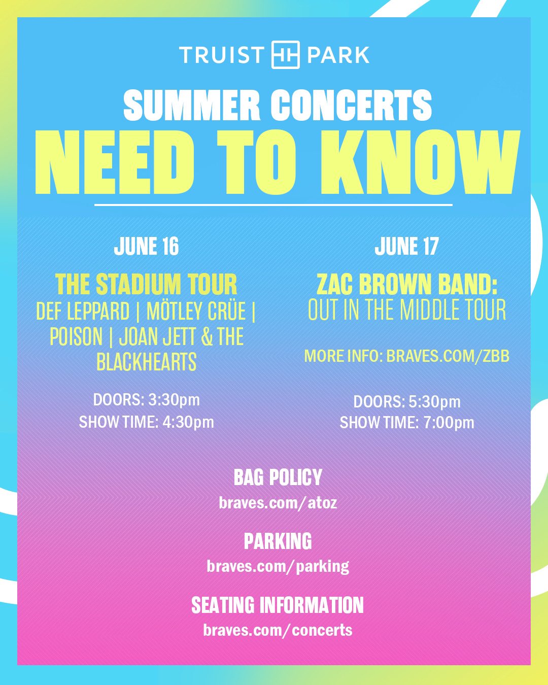 Truist Park on Twitter "Concerts are back at Truist Park! Here’s what