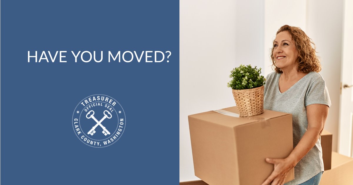 ClarkWaTreasury's tweet image. Do you need to update your mailing address? Go to, clark.wa.gov/assessor/maili… #ClarkWaTreasury #UpdateAddress