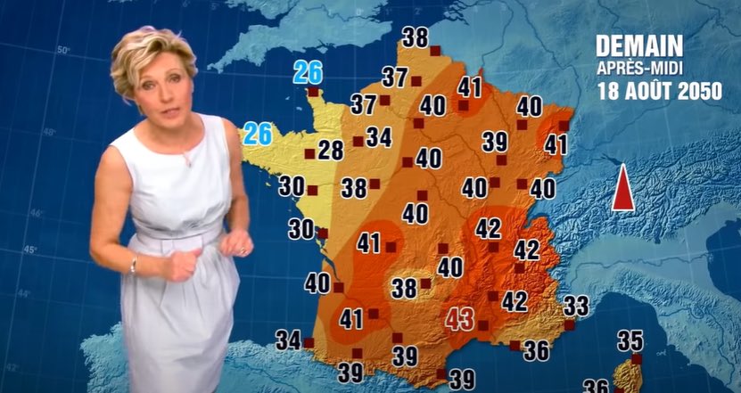 Il y a 8 ans, #Evelyne #Delhiat nous proposait ce qui était alors le bulletin de 2050. Le problème c’est que nous sommes 30 ans avant et nous vivons déjà le scénario… #Angers #canicule #chaleur @Marc_Hay_BFMTV