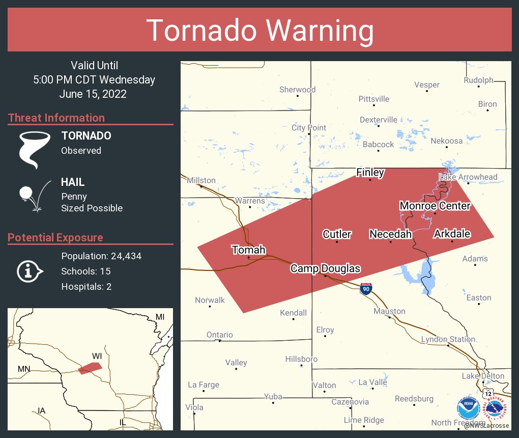 MyRadar Weather on Twitter "Oakdale, Wisconsin — immediate tornado