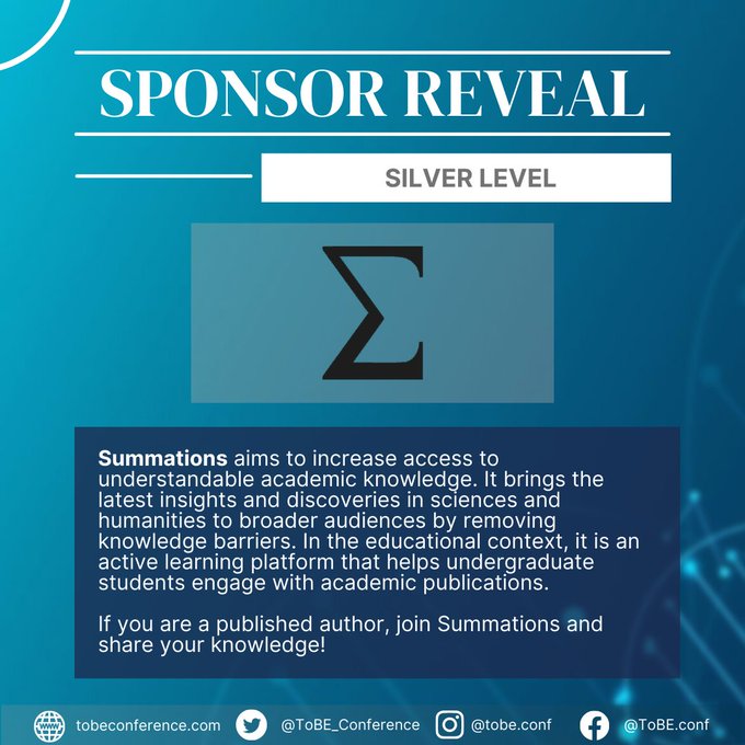 We would also like to express our gratitude to our sponsors <a href="/VisualSonics/">FUJIFILM VisualSonics</a> <a href="/UofT_TCAIREM/">Temerty Centre for AI in Medicine (T-CAIREM)</a> <a href="/SummationsHQ/">Summations</a> for championing science and #ToBE2022. THANK YOU! ❤️
(2/3)