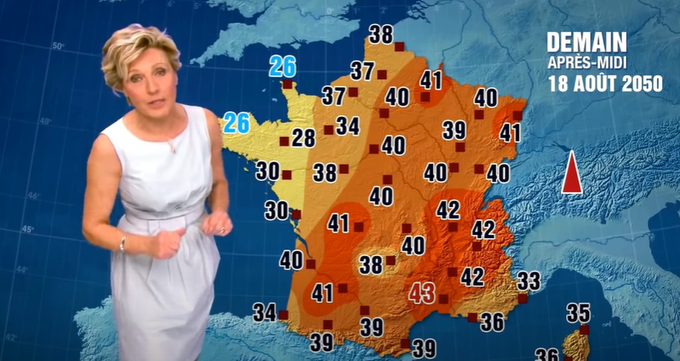 In 2014, this French weather presenter announced the forecast for August 18, 2050 as part of a campaign to alert to the reality of climate change. Now her forecast that day is the actual forecast for the coming 4 or 5 days, in mid-June 2022.