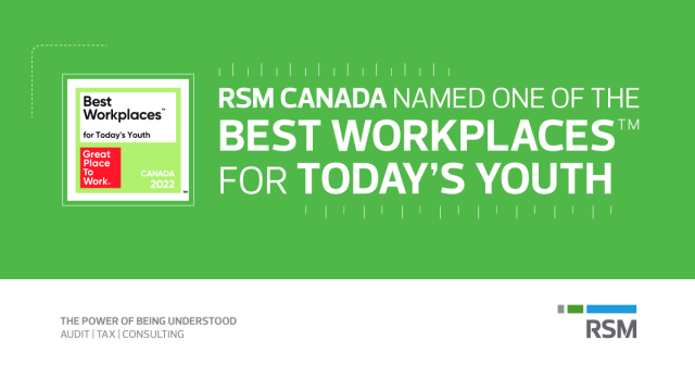 ShawnDButton's tweet image. More great news! I am proud to share that RSM Canada has been named on the 2022 List of Best Workplaces™ for Today’s Youth! Learn more: rsm.buzz/3NYHtkz