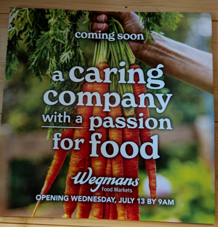 worth noting -- received in today's mail:

a @Wegmans 'coming soon' card -- opening on Wednesday, 07-13-2022, at #CityRidgeDC in #Ward3🛒

across town from #BloomingdaleDC