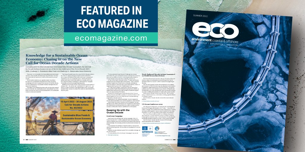 ecoMagNews's tweet image. The latest call for @UNOceanDecade actions will focus on generating sustainable blue foods and a sustainable economy. 

Find out more in our Summer edition digital.ecomagazine.com/publication/?i…

#UN #OceanDecade #SustainableOceans