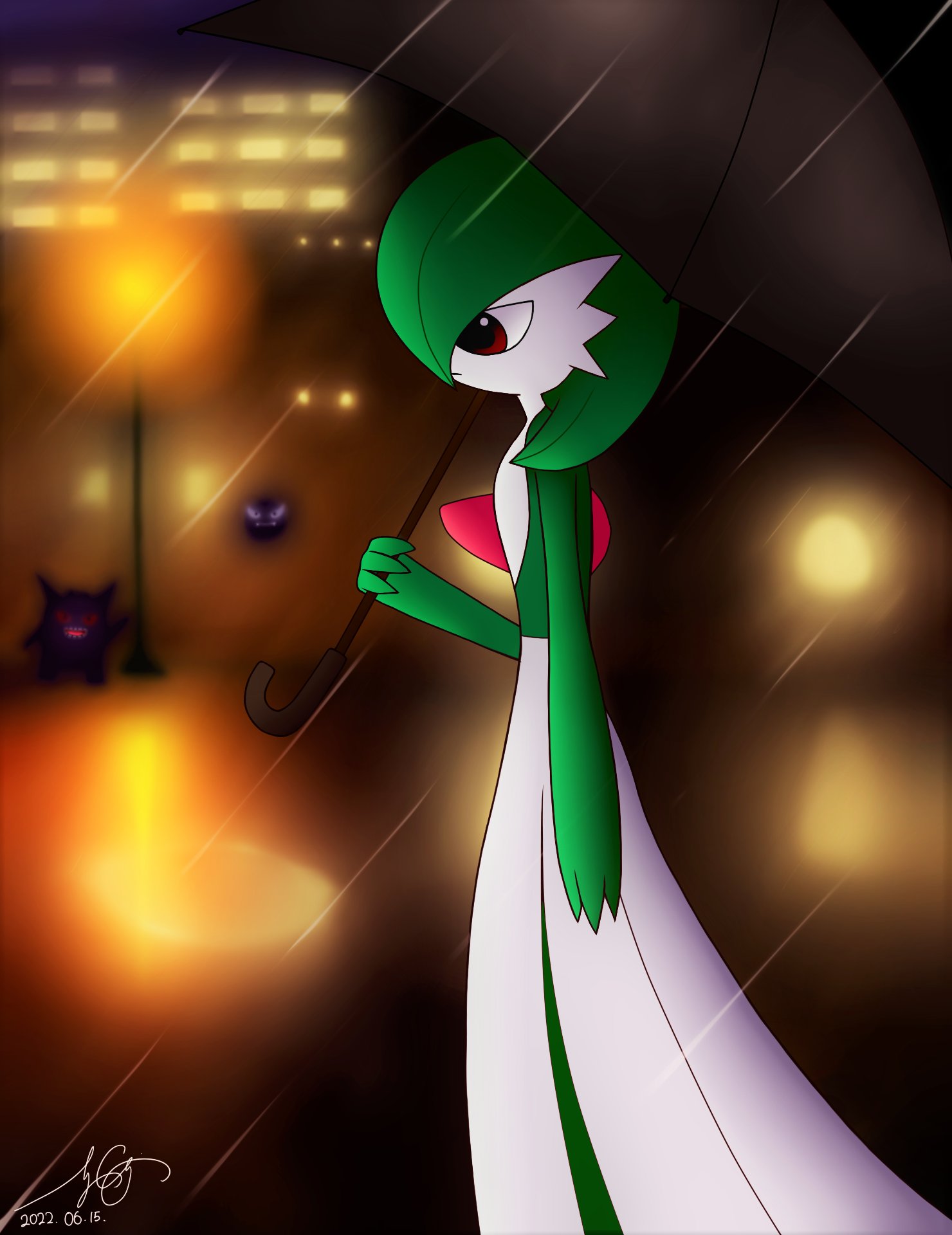 Seung Choi on X: Strolling in a Rainy Park #pokemon #gardevoir