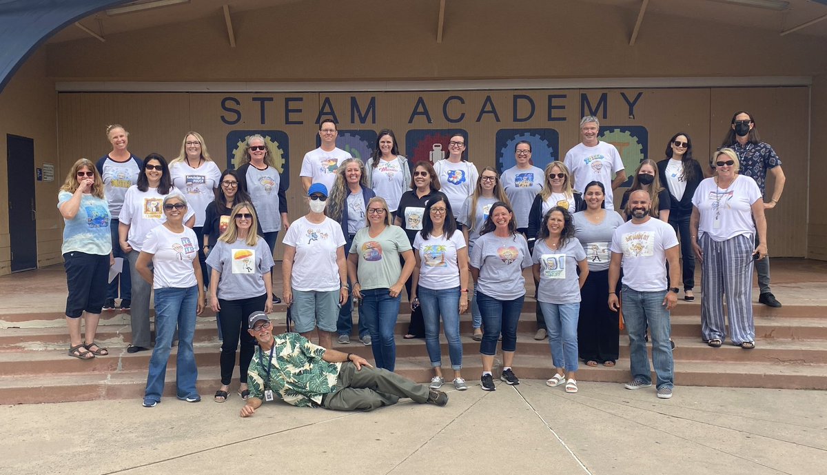 Radvb10's tweet photo. Happy Retirement, Bruce Chase!  Look closely at our shirts!  #lmsvheart @STEAMpride @senorajosa https://t.co/s0y5LSAzuc