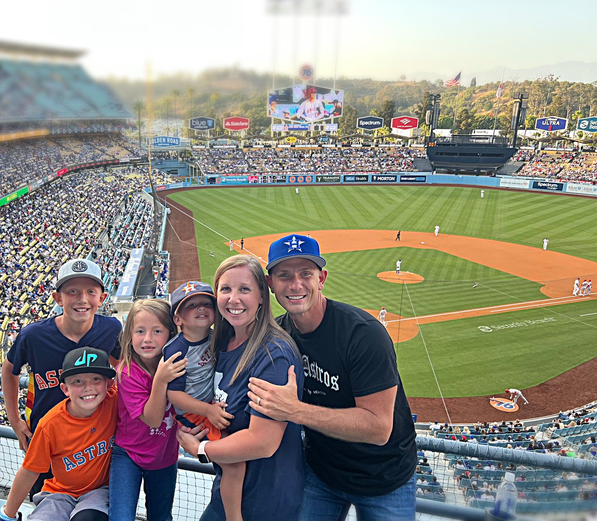 Enjoying our first visit <a href="/dodgerstadium/">Dodger Stadium</a> where our beloved <a href="/astros/">Houston Astros</a> took orbit in 2017 🤩Also enjoying the looks while sporting H-Town gear <a href="/JuliaMorales/">Julia Morales</a> <a href="/JoseAltuve27/">Jose Altuve</a> ❤️🙌🏼💯⚾️🏆