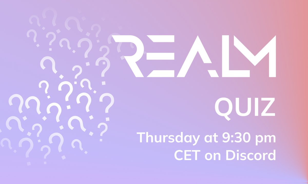 Enter_Realm's tweet photo. The #REALM #Quiz is today at 9:30 pm CET on #Discord!! Join for a chance to win $REALM tokens 😉😎

#NFT #Play2Own #Build2Own #EnterREALM #crypto #cryptoquiz https://t.co/E55RzyWzka