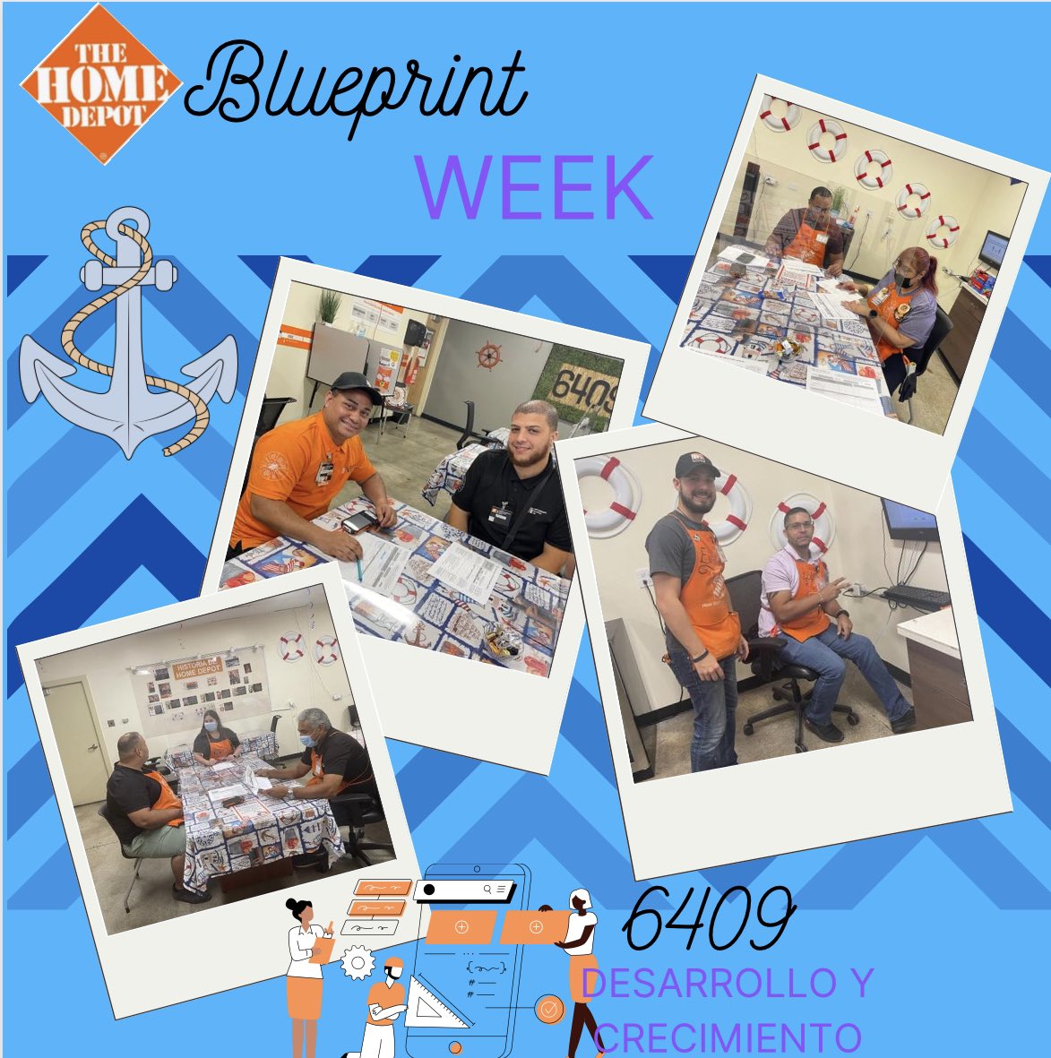 💙Blueprint Week💙 Continuamos 3 day, como tienda 6️⃣4️⃣0️⃣9️⃣🇵🇷 creando planes de trabajo para el crecimiento y desarrollo de nuestros asociados.🧡💙 Orgullosa de las oportunidades y herramientas que tiene Home Depot🔶👍Gracias DS, ASM, ASM y Coach por el compromiso🧡sal