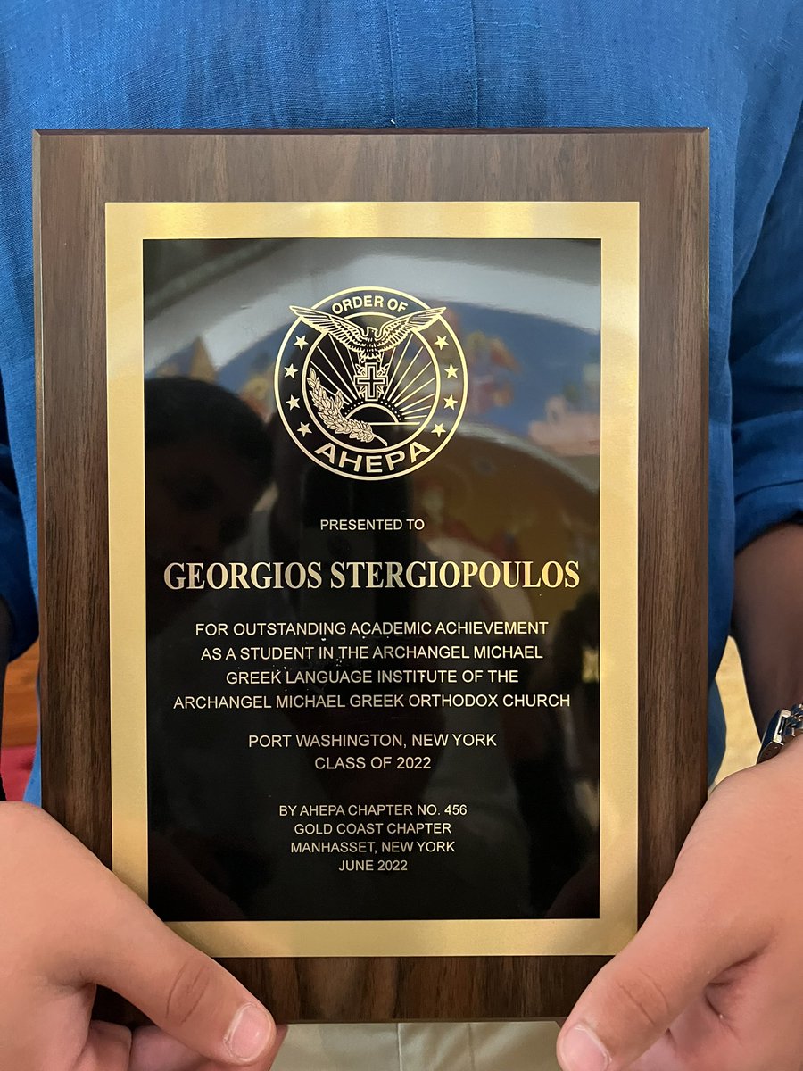 GStergThrows's tweet photo. I am very proud of my Greek heritage! Greek School Graduation, 2022! 🇬🇷🏺🧿🎓@goarch @GreeceinNewYork Thank you to @OrderOfAHEPA for my award. It is much appreciated. More than 150k English words have Greek roots. That’s gotta count for something! @drsterg @DrMSterg https://t.co/mGiFx4RzMs