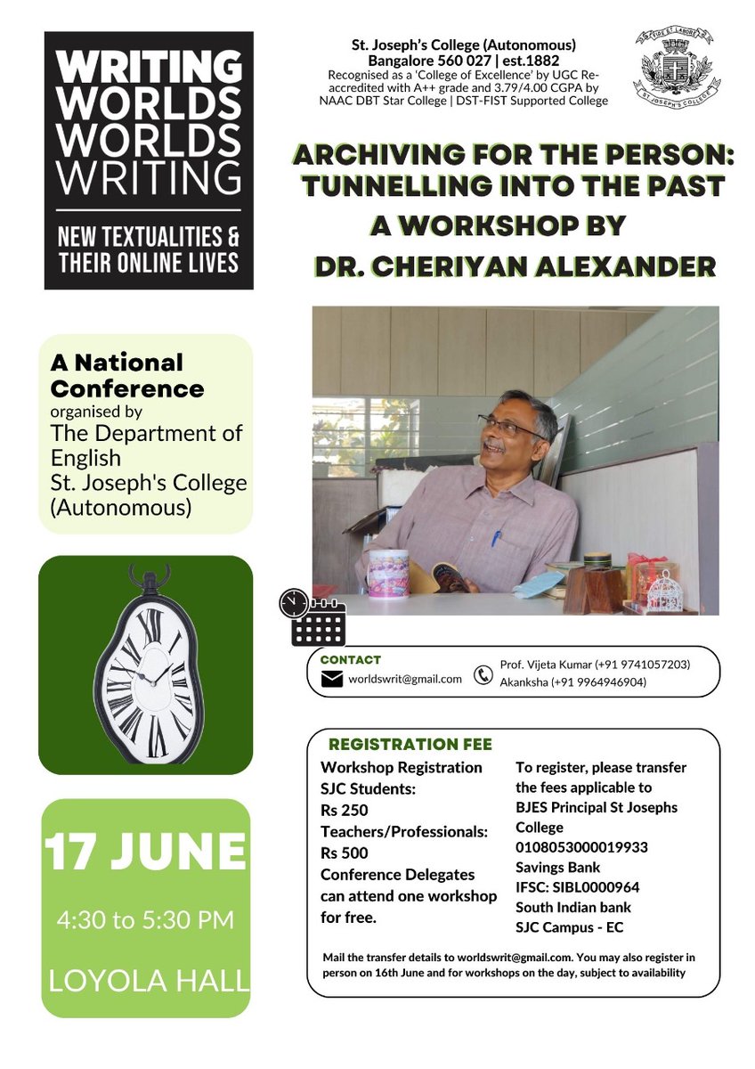 rumlolarum's tweet photo. @english_sjc is hosting its second edition of the New Textualities conference which begins today. We have some cool workshops lined up. One each by @amudhanrp, @al_lude and @induviduality to name a few. Cheggitout here. https://t.co/SchTw8lEvK