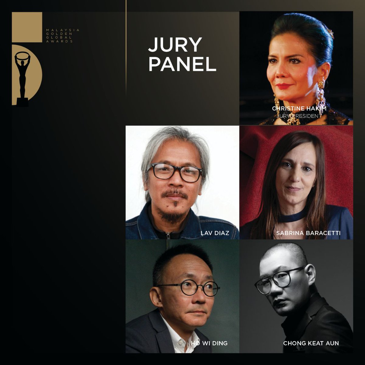 miffest_mgga's tweet photo. Jury Panel of MGGA2022:
👉Christine Hakim (Jury President)
👉Chong Keat Aun
👉Ho Wi Ding
👉Lav Diaz
👉Sabrina Bracetti
||
📢MGGA 2022: 16 July 2022 at Istana Budaya, Kuala Lumpur.
#mgga2022 #jurypanel #jury #MalaysiaGoldenGlobalAwards https://t.co/e9fMbJg2n5