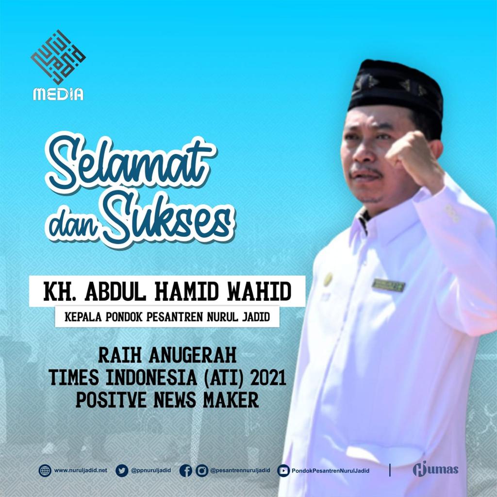 Anugerah TIMES INDONESIA (ATI) untuk KH. ABDUL HAMID WAHID sebagai inspirator sumber berita positif. Semoga menginspirasi semua kalangan untuk selalu menjadi lebih baik bagi semua. Amin. Congrulation!! #cakimiNOW #UNUJAOFFICIAL #NajwaShihab #PPNurulJadid #hariankompas