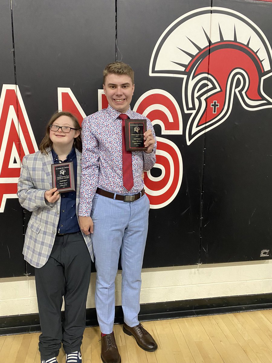ARISE_program's tweet image. The #SPACHS Unified Sports MVP and Spartan award recipients ❤️🖤  Congratulations Paxton &amp;amp; Skylar!