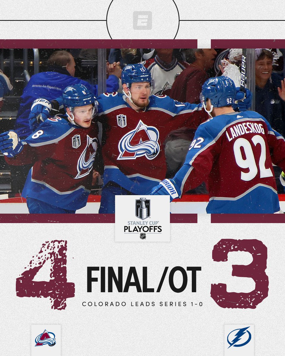 The Colorado Avalanche get the OT win in Game 1 of the #StanleyCup Final‼️