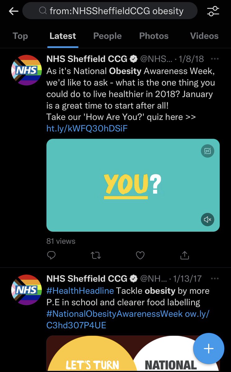 @helenjaneadkins @NHSSheffieldCCG I have another question. This health page only has two tweets show up when you search for “obesity”. The last was in 2018. Why is that? Is that problem gone? Why not warn of the enhanced Covid risk associated with obesity? Seems important.