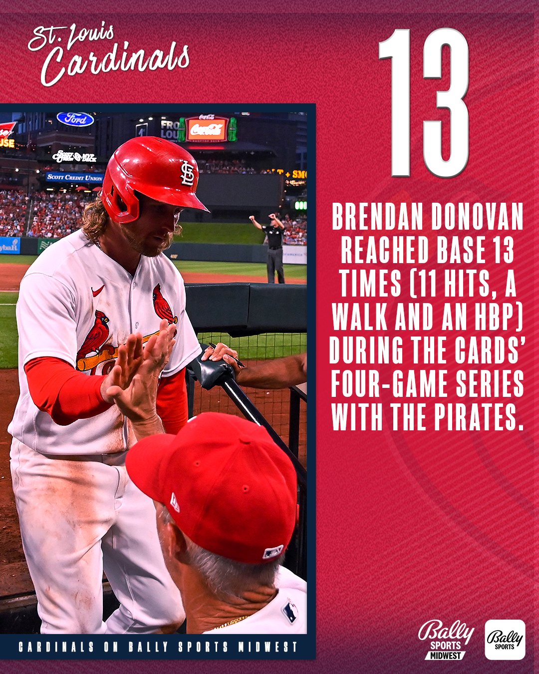 Bally Sports Midwest on X: A heck of a series for Brendan Donovan, who now  has a .341 batting average and .448 on-base percentage this season.  #STLCards  / X