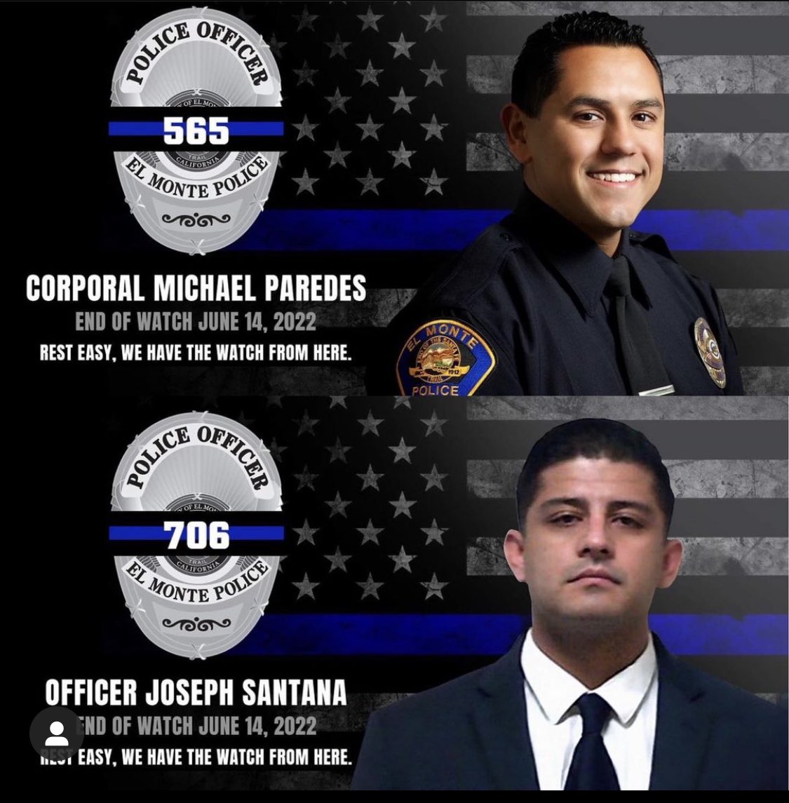 These men were killed while serving in the community they grew up in! A tragedy that shocks the community and fractures society. May they rest in peace! #elmontepolice #rip #eow #heros #communitypolice