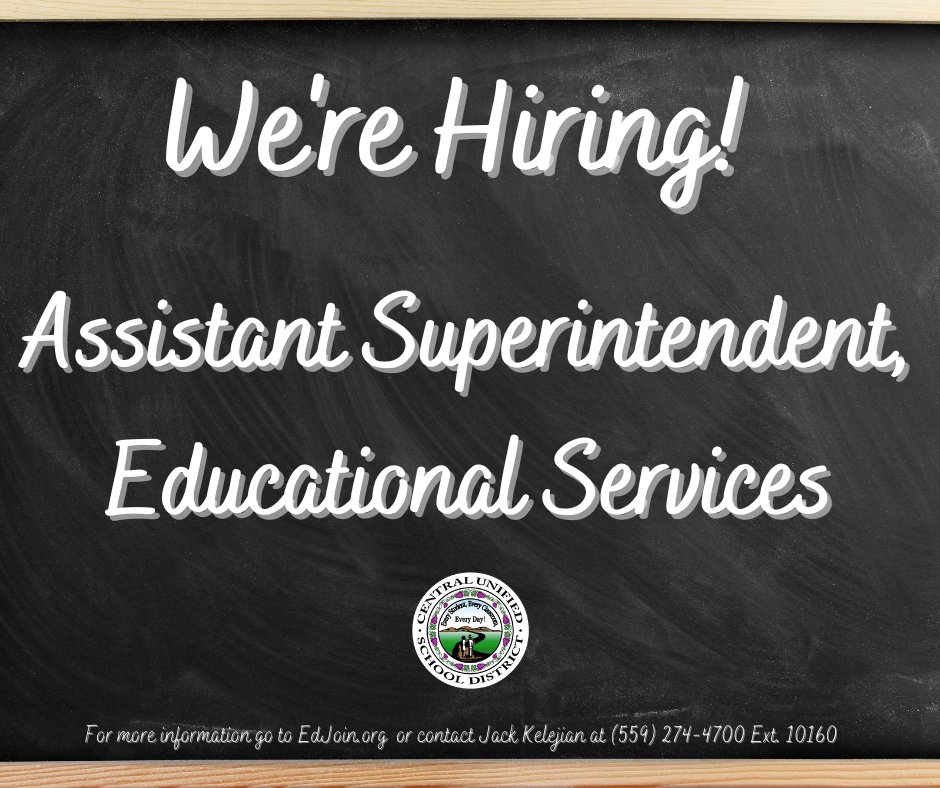 🚨 NOW HIRING🚨 

Assistant Superintendent, Educational Services position. 

Click link for more information: bit.ly/3mSGnec