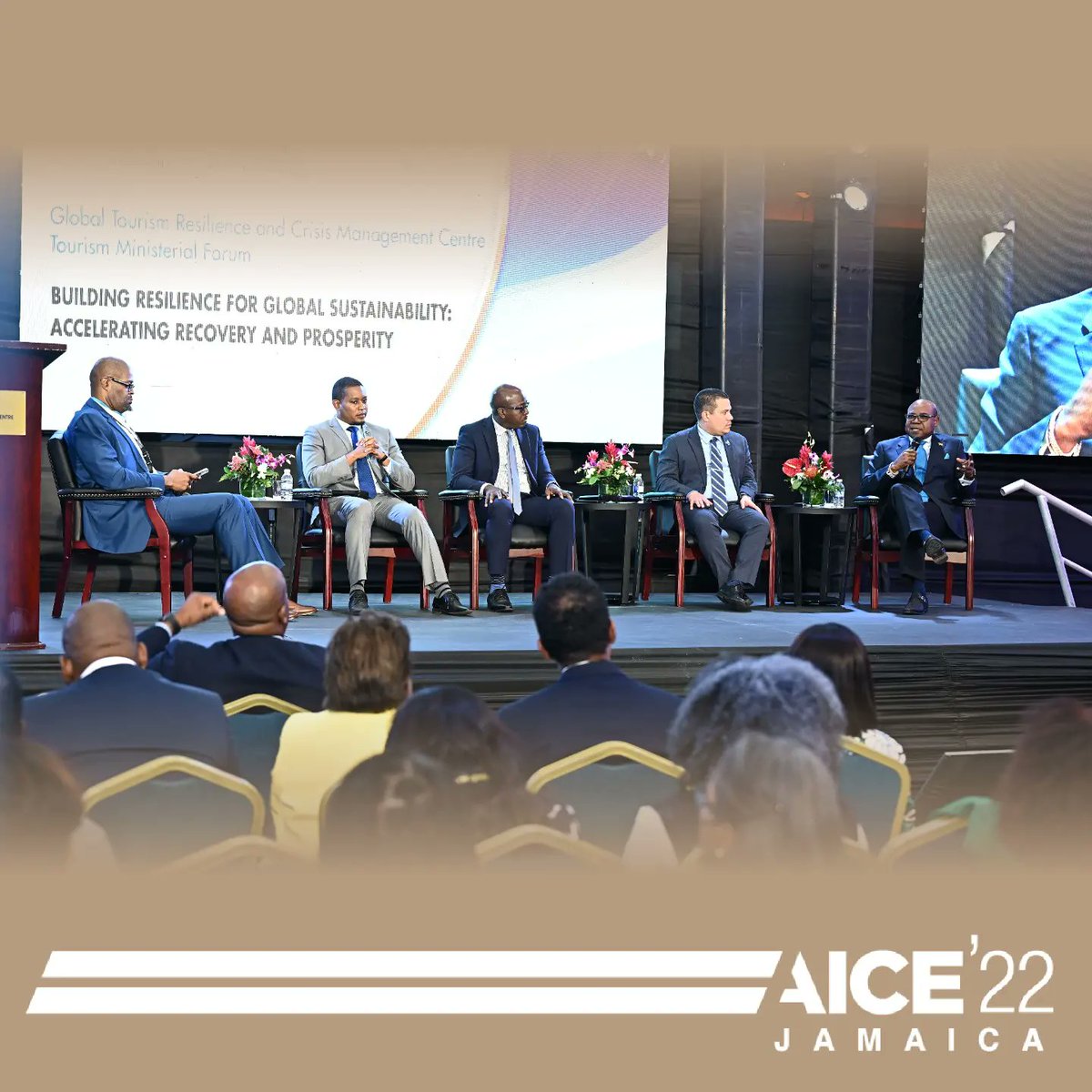 aiceja22's tweet photo. The Minister of Tourism, Edmund Bartlett discussed the importance of having the knowledge about Crisis Management to Accelerate Recovery for Global Sustainability during #AICE2022 Seminar “Regional Ministers of Tourism Summit 2022, Building Resilience for Global Sustainability”. https://t.co/UFX6rR9smH