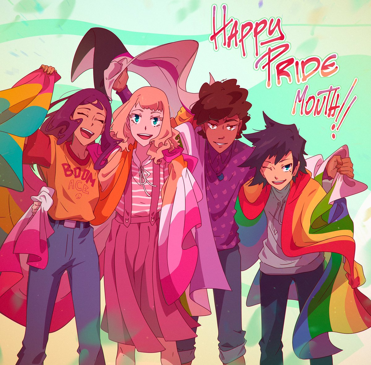 「These lil fellas wish you a happy pride 」|Rouse 🐇❣️のイラスト