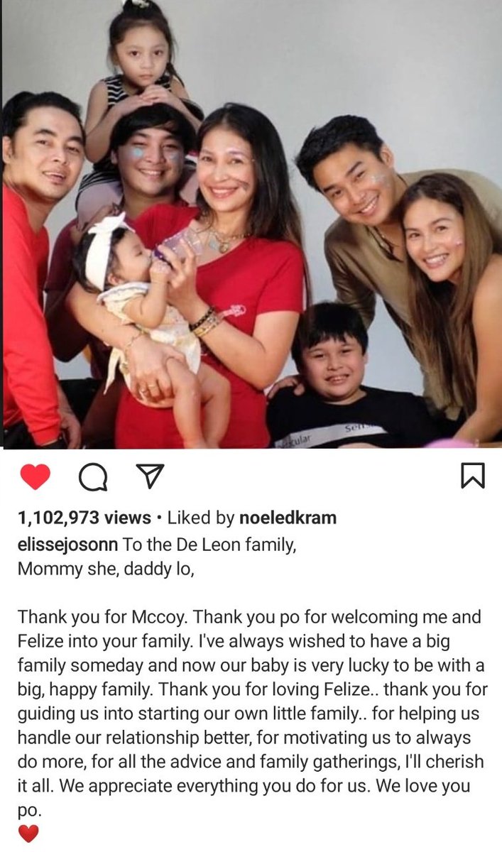 gummy_0710's tweet photo. From Mccoy's "Elisse ko" and Ian's "My Katlhan" ♥️ Beautiful appreciation posts from two beautiful ladies for such a beautiful &amp; loving family ♥️@markdeleon77 🥰

#McLisse
@MccoydDeleon @ElisseJoson https://t.co/5jFWEZiiOq