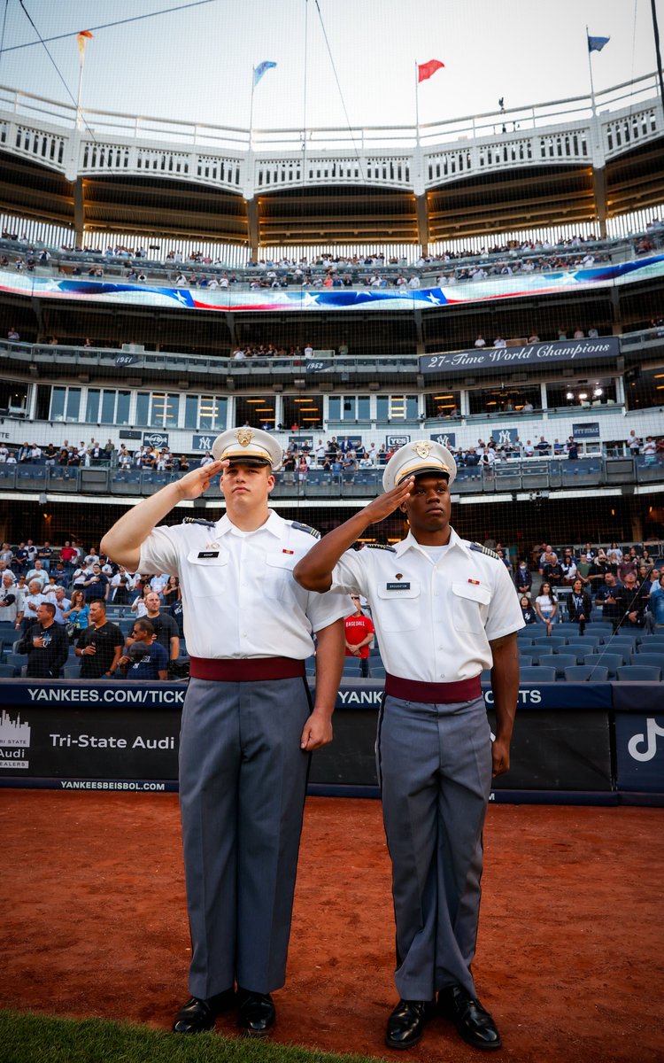 The Yankees are proud to welcome the Captains of @ArmyWP_Football, Defensive Back Marquel Broughton & Offensive Lineman Connor Bishop 👏