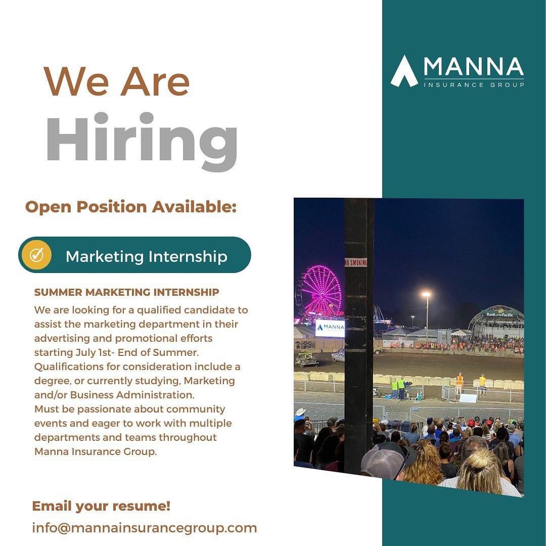 Looking to add a Marketing Intern to our team for the Summer! ☀️
Email your resume to info@mannainsurancegroup.com