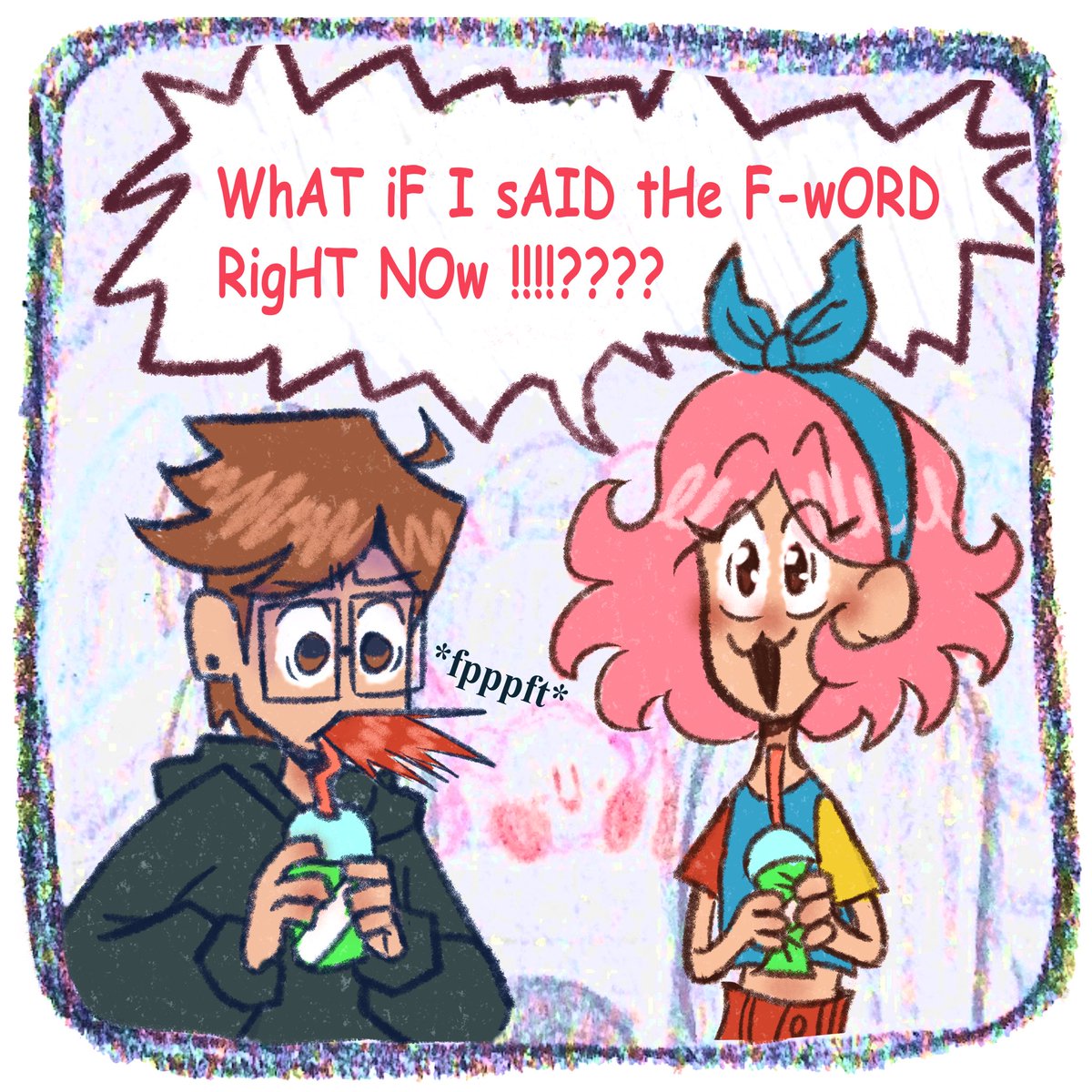 kirbyplushie's tweet image. Sapphic Sillies #1 : a sick and twisted slurpee moment  (1/2)