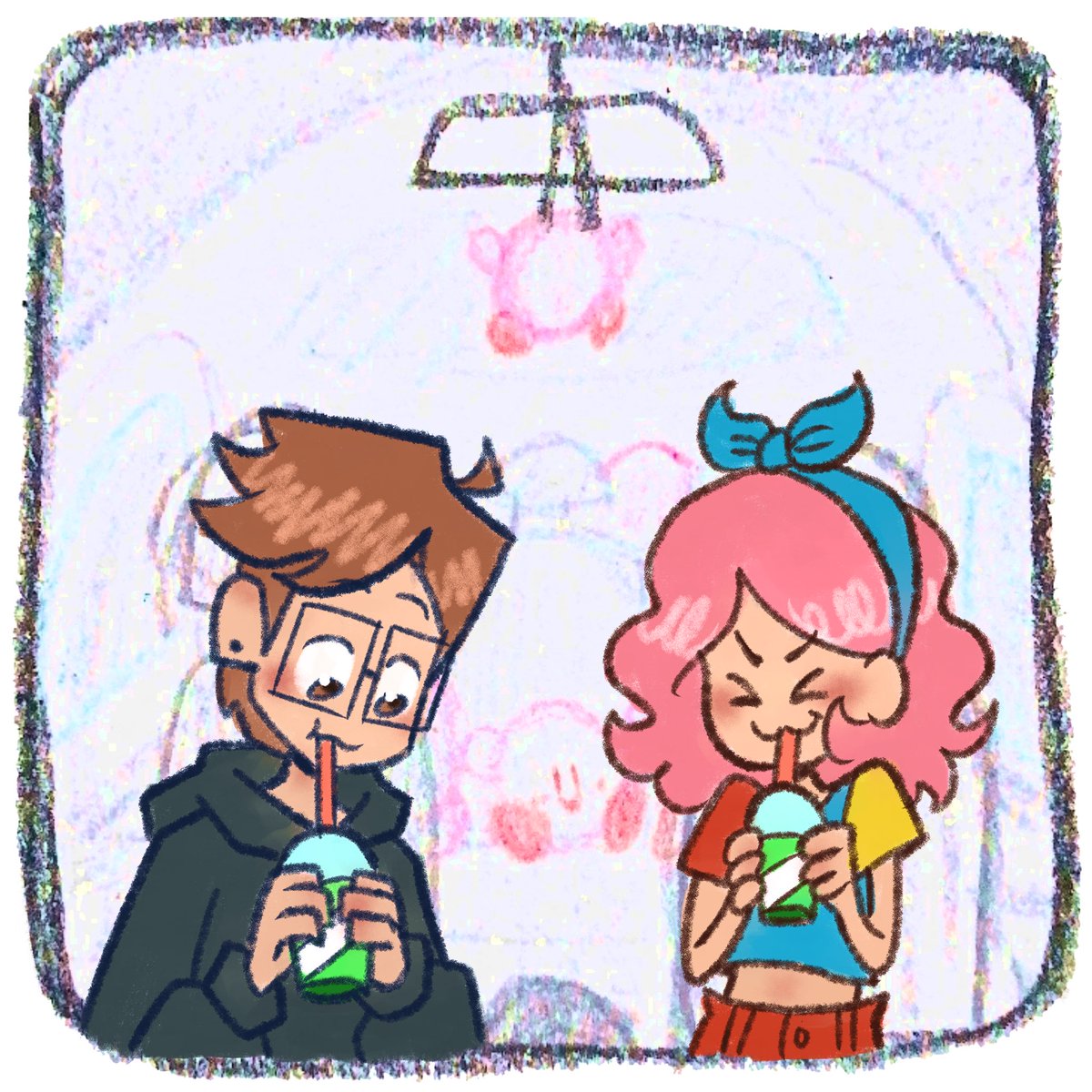 kirbyplushie's tweet image. Sapphic Sillies #1 : a sick and twisted slurpee moment  (1/2)