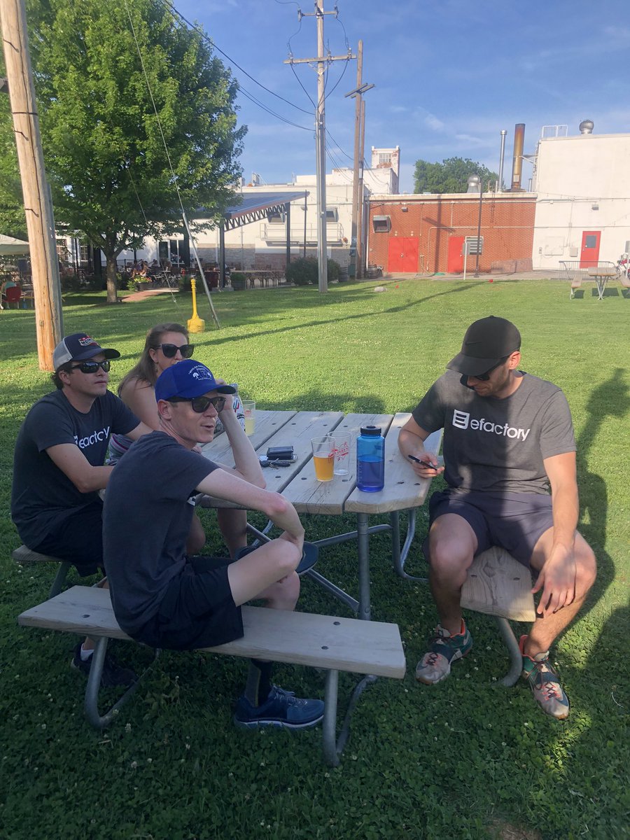 The wiffle ball team is relaxing after another @downtownsgf league win! Thanks to @MothersBrewing for hosting three fields in the backyard.