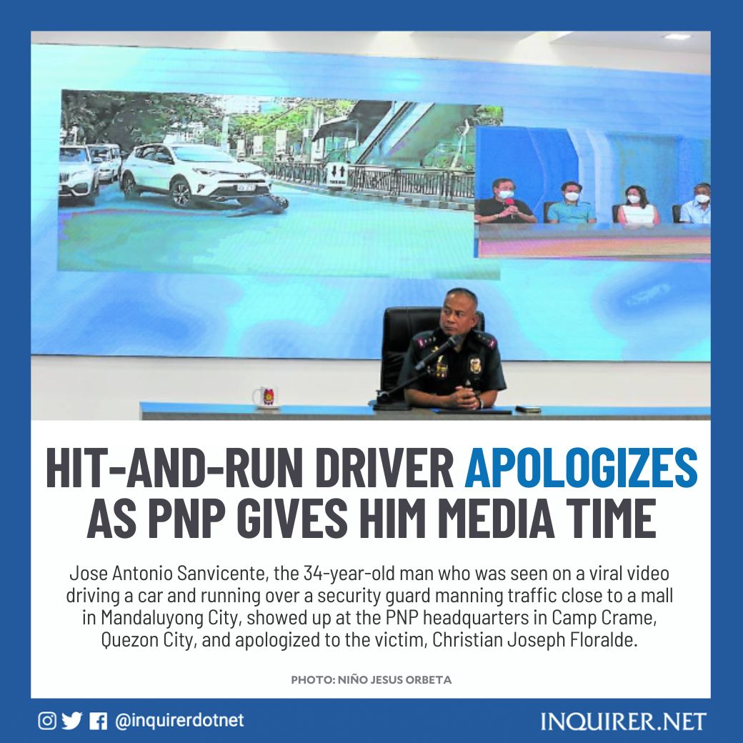 inquirerdotnet's tweet photo. Sanvicente was not locked up and walked free from the police camp after a half an hour press conference.

PNP officer in charge Lt. Gen. Vicente Danao Jr. said that the police could no longer detain him because the time for that had already lapsed.

Read: https://t.co/dBeA5SIwiN https://t.co/bzHWMNA2ph