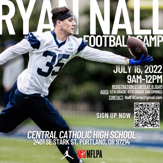 ccramfootball's tweet photo. We are excited to announce the 1st annual @Ryannall34 Football Camp. FREE to all fall of 2022 5th-8th graders. Come learn from current NFL and College players. Scan the QR code for registration.  #WRECKINGNALL https://t.co/QKKouAYRYP