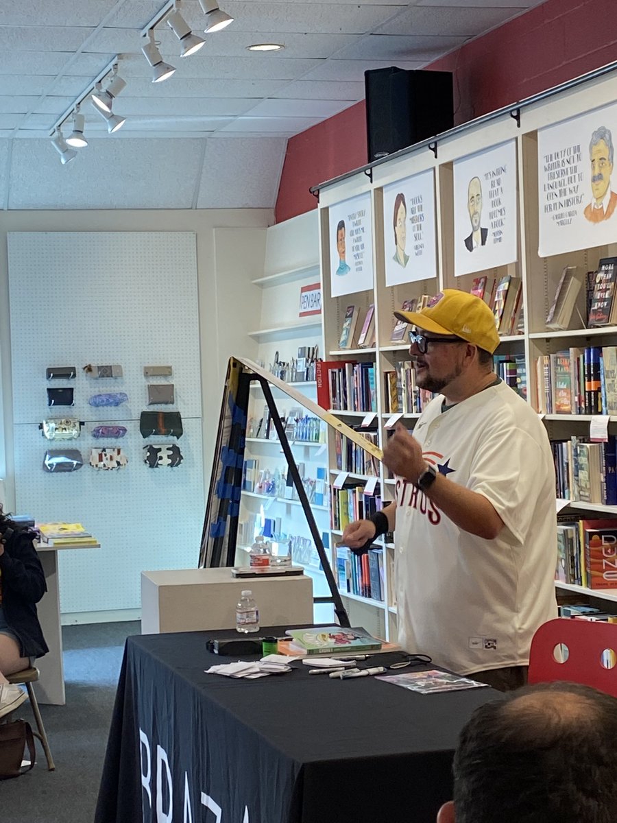 BrazosBookstore's tweet photo. It’s a full house for @ymercado and CHUNKY GOES TO CAMP !! Reading, drawing, having a great evening! @HarperCollins @HarperChildrens https://t.co/n296o91tiy