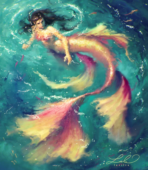 Life is the bubbles under the sea 🧜🏽‍♀️🌊☀️

🎨 "Ocean Maid" by @lavilsa: https://t.co/d0c84hM2QO 