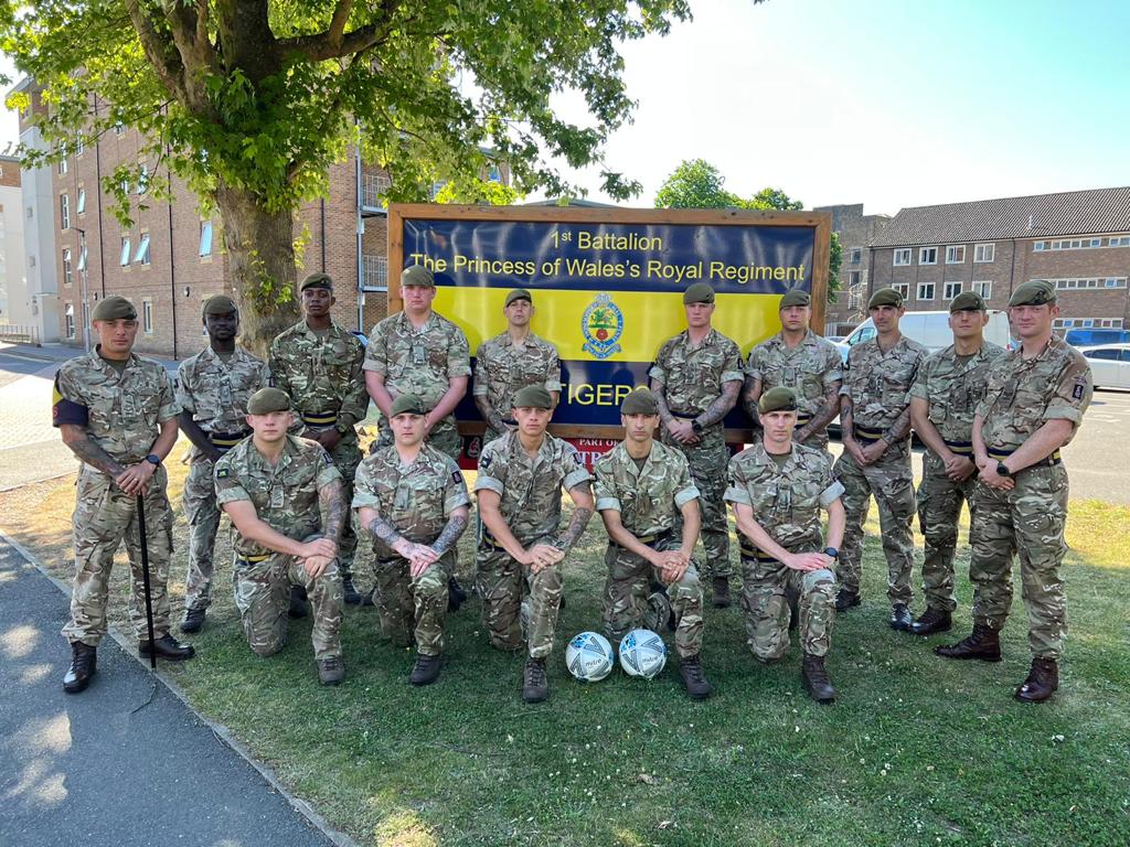 Rugbyforheroes's tweet photo. Will our @Rugbyforheroes Team have what it takes against the PWRR Royal Regiment? ⚽🏉⚔

Mike Tindall, are you ready? 👀

Join us at the @BattleOTBalls for a unforgettable game.

⏰ KO: Sun 26th June @ 2PM
📍 Tiger Turf Stadium @GCAFCofficial  

https://t.co/BOsPGC8rWF

#RFH https://t.co/PWVcqeA1Sn