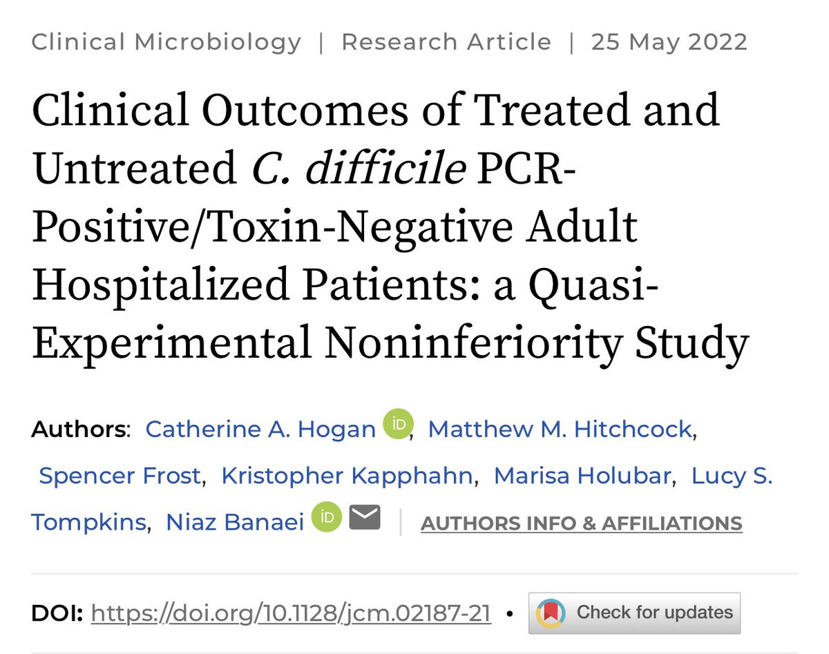 IDstewardship's tweet photo. 👀 New C diff pub via @ASMicrobiology @JClinMicro 👉 https://t.co/HejiIhurk4

“These data support the safety of withholding antibiotics for selected hospitalized individuals with suspected CDI but negative toxin.” 

#IDtwitter #TwitteRx @PeggyFund https://t.co/HQ7xmdorIw
